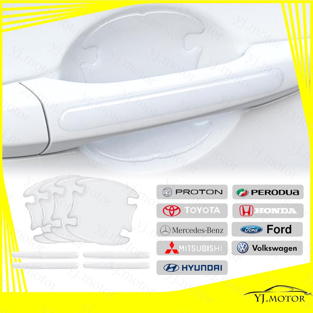 สติกเกอร์ติดมือจับประตูรถยนต์ ป้องกันรอยขีดข่วน สําหรับ Proton Perodua Toyota Honda Nissan Ford KIA Door Handle Bowl Sticker