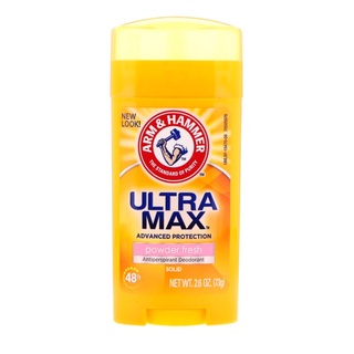 Arm &amp; Hammer Ultra Max 73g. กลิ่น Powder Fresh     ขายดีอันดับ 1 ในอเมริกา ผลิตภัณฑ์ระงับกลิ่นกายใต้วงแขน มีกลิ่นหอมแป้ง