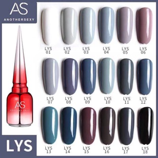 สีเจล As 15ml. ฝาแหลม โทนน้ำเงิน ฟ้า เทา รหัส LYS 01-18เบอร์