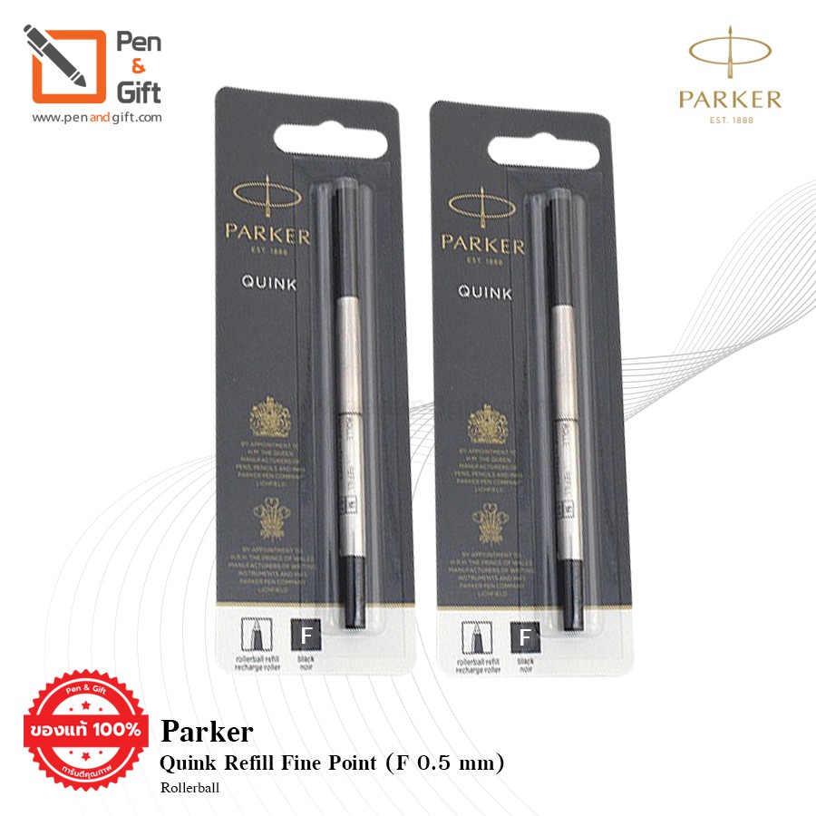 2ชิ้น Parker Rollerball Quink Refill Fine Point (F 0.5 mm) Black , Blue Ink - ไส้ปากกาโรลเลอร์บอล ป๊ากเกอร์ ดำ,น้ำเงิน