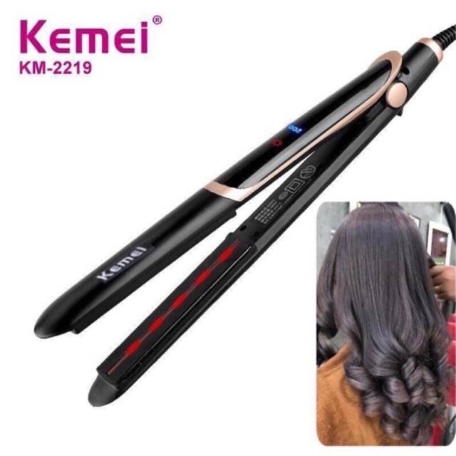 Kemei KM-2219 เครื่องหนีบผมต้นฉบับอินฟราเรด เครื่องหนีบผม 2IN1, SMOOTH, DURABLE, DOESN& 39;T DAMAGE 