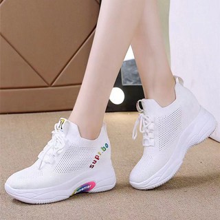 ◑Inner-Increasing Sports Shoes Women s Spring/Summer 2021 New Thick-Soled Soft-Soled Running Shoes All-Match ผู้หญิงรองเ