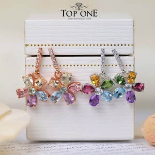 Top1jewelry ต่างหูพลอย Tourmaline เงินแท้