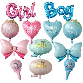 ลูกโป่งตัวอักษรทรงจำ Boy &amp; Girl Hello Baby Shower Party ลูกโป่งอลูมิเนียมรูปหัวใจจัดเลี้ยงวันเกิดเด็ก