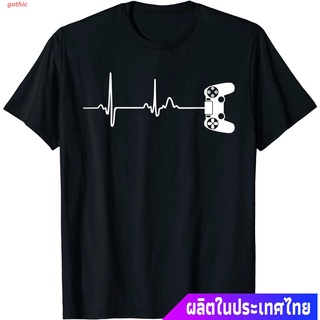 เสื้อยืดผู้ชายและผู้หญิง Gamer Heartbeat T-Shirt For Video Game Players T-Shirt Short sleeve T-shirts