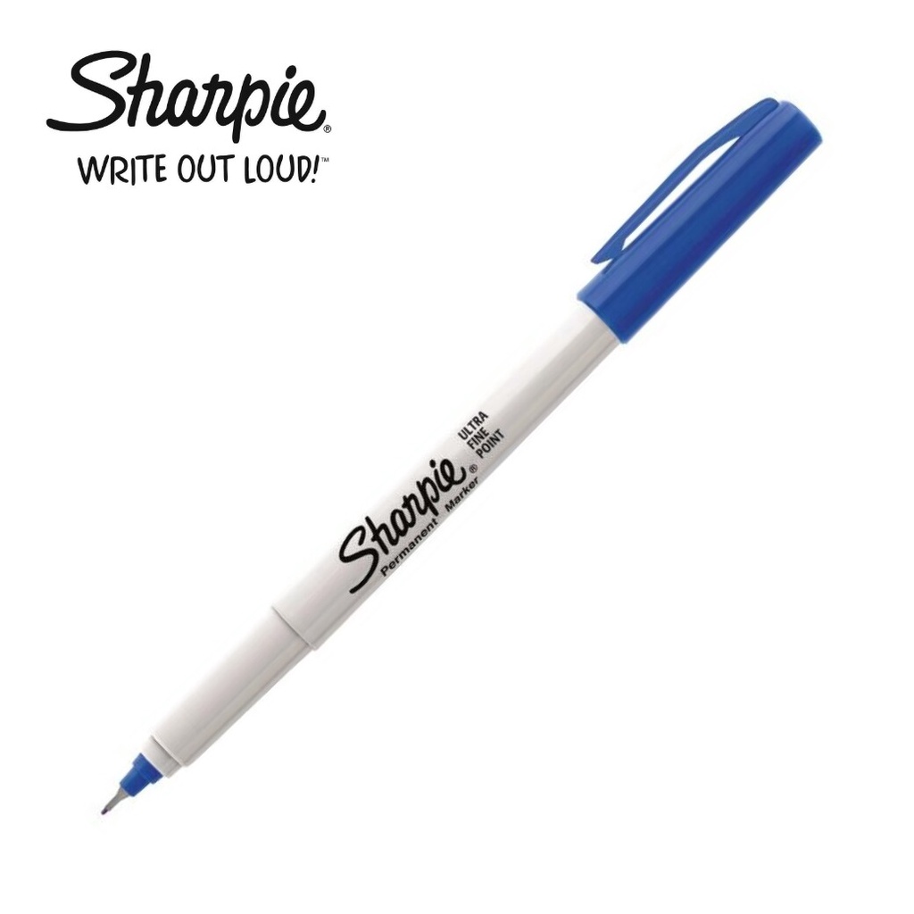 Sharpie ปากกาเคมี ปากกา Permanent ชาร์ปี้ Ultra Fine 0.3mm - สีน้ำเงิน