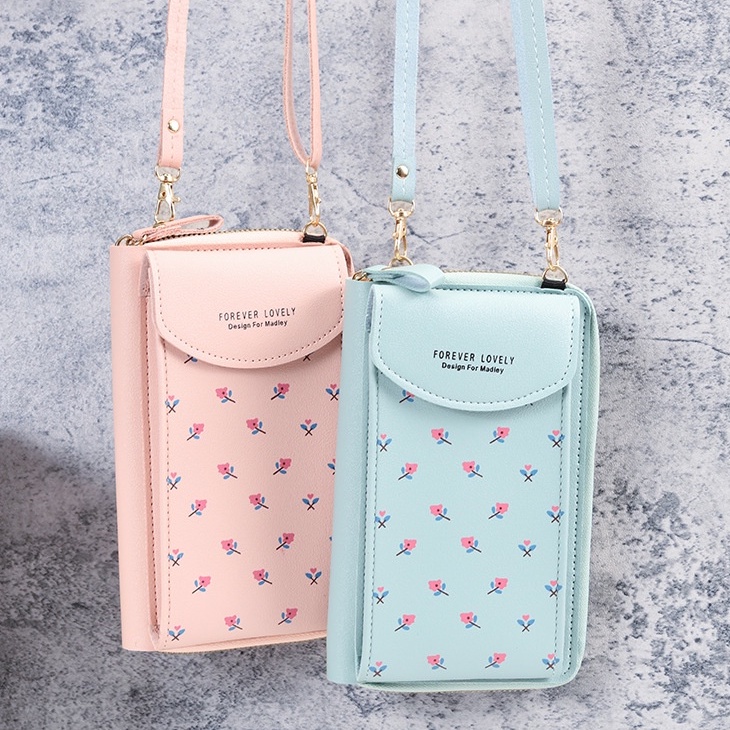 ⭐กระเป๋าใส่มือถือ FOREVER LOVELY ดอกไม้จิ๋ว⭐ เป๋าสตางค์แนวตั้ง พร้อมส่ง