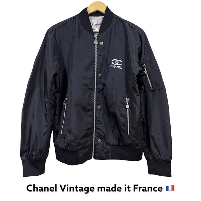 Chanel แท้มือสอง สวยมากๆ🌟 Chanel Boutique Jack Vintage เสื้อแจ็คเก็ต Bomber Jacket วินเทจหายาก