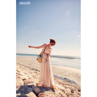FA2SHOP รุ่น CK-01-042 แม็กซี่เดรส อกแต่งดอกและจีบพลีท
