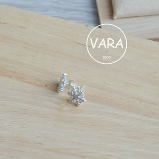 ต่างหูเงินแท้ ตุ้มหูเงินแท้ 92.5% ต่างหูเพชรCZ (Earring Silver925) ลายเกล็ดหิมะ