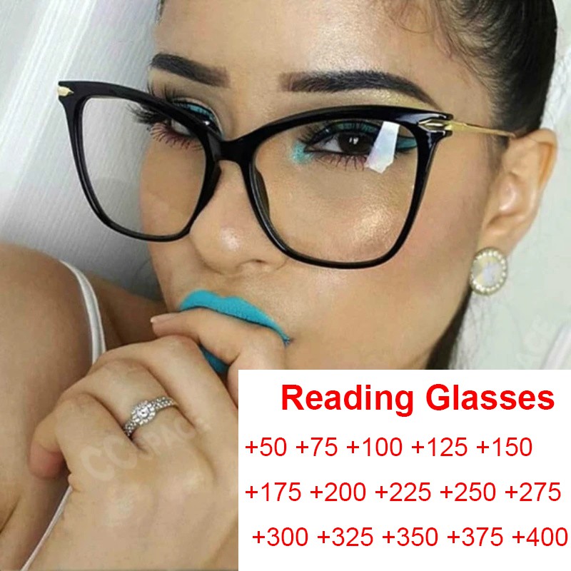 Fashion Cat Eye Womans Reading Glasses prescription Lens Oversized