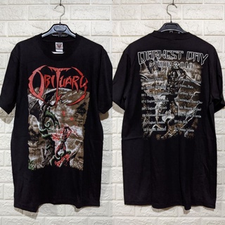 เสื้อยืดผ้าฝ้ายพิมพ์ลายขายดี เสื้อยืด พิมพ์ลาย Obituary BAND