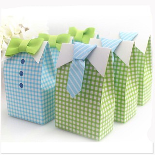 ✨Pentagon✨Boys Girls Necktie Plaid Shirt Tie Bow Favor Candy Box Party Gift Bags