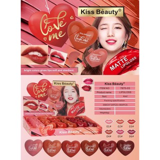 Kiss Beauty แมท ลิป กลอส ลิปจุ่ม ลิปรูปหัวใจ เนื้อแมท สีสวยติดทนนาน ขนาด 4 ml. (มี 6 เฉดสี)