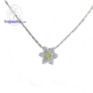 Finejewelthai-จี้เพอริดอท-เพอริดอท-จี้เพชรCZ-จี้พลอย-พลอยประจำเดือนเกิด-Peridot-Silver-Pendant-Birthstone-P1023pd00_2