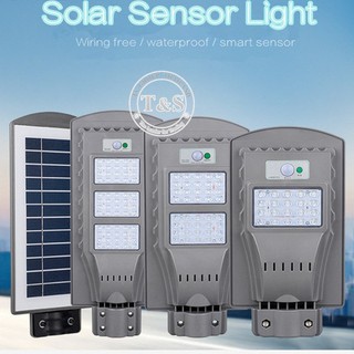 โซล่าเซลล์ Solar cell โคมไฟถนน โคมไฟชายคาบ้าน ติดตั้งง่าย ไม่ต้องใช้ไฟฟ้า ขนาด 20-40-60W ปิด-เปิดเองอัตโนมัติ