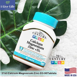 แคลเซียม แมกนีเซียม ซิงค์ Calcium Magnesium Zinc + D3 90 Tablets - 21st century