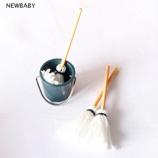 Newbaby ถังไม้กวาด ไม้ถูพื้น ขนาดเล็ก สเกล 1/12 DIY อุปกรณ์เสริม สําหรับบ้านตุ๊กตา