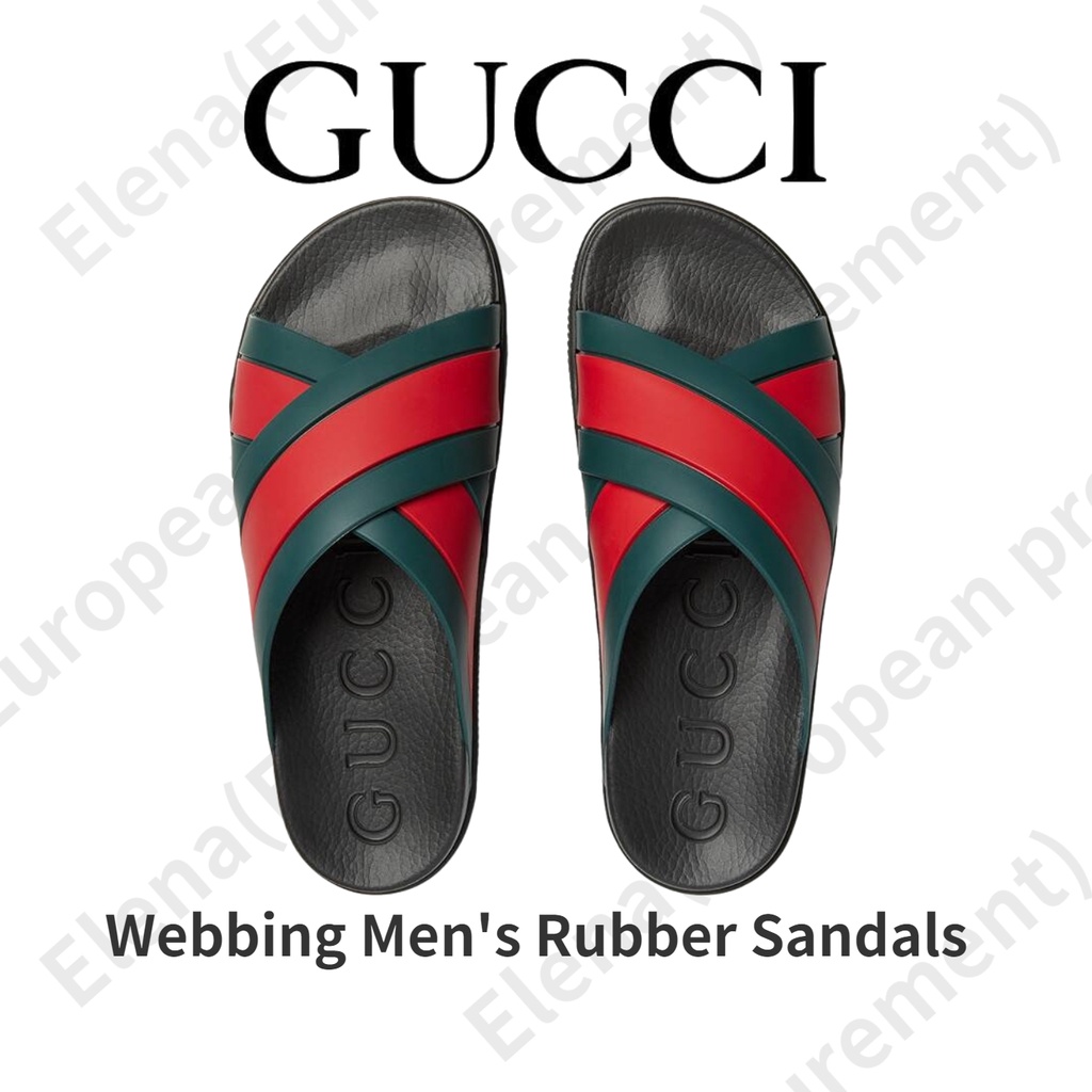 GUCCI Italian made men's rubber sandals with webbing Shopee Thailand