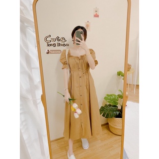 cute long linen |เดรสยาวแขนตุ๊กตา ผ้าลินินสาวอวบใส่ได้นะ💗