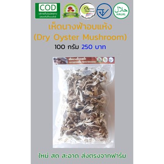 เห็ดนางฟ้า ออร์แกนิค อบแห้ง 100 กรัม (Dry Oyster Mushroom by Organic Thailand Farm , FDA , Halal)