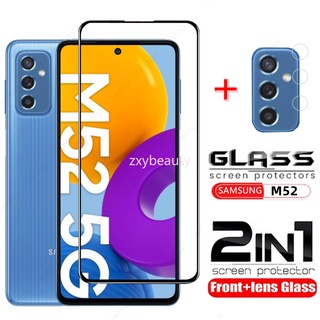 2in1 ฟิล์มกระจกนิรภัยกันรอยหน้าจอ แบบเต็มจอ สําหรับ Samsung Galaxy M52 5G M31S M33 M23 M31 M20 Samsung M21 M30S M30