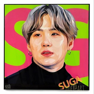 รูปภาพ Suga ชูก้า วง BTS บีทีเอส เคป๊อป นักร้องเกาหลี K pop รูปภาพ​ติดผนัง pop art กรอบรูป แต่งบ้าน ของขวัญ