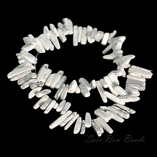 ลูกปัดหินแท้เม็ดหินแท่ง หินฮาวไลท์ (Howlite) 5x18 mm - (LZ-0224 สีขาว)