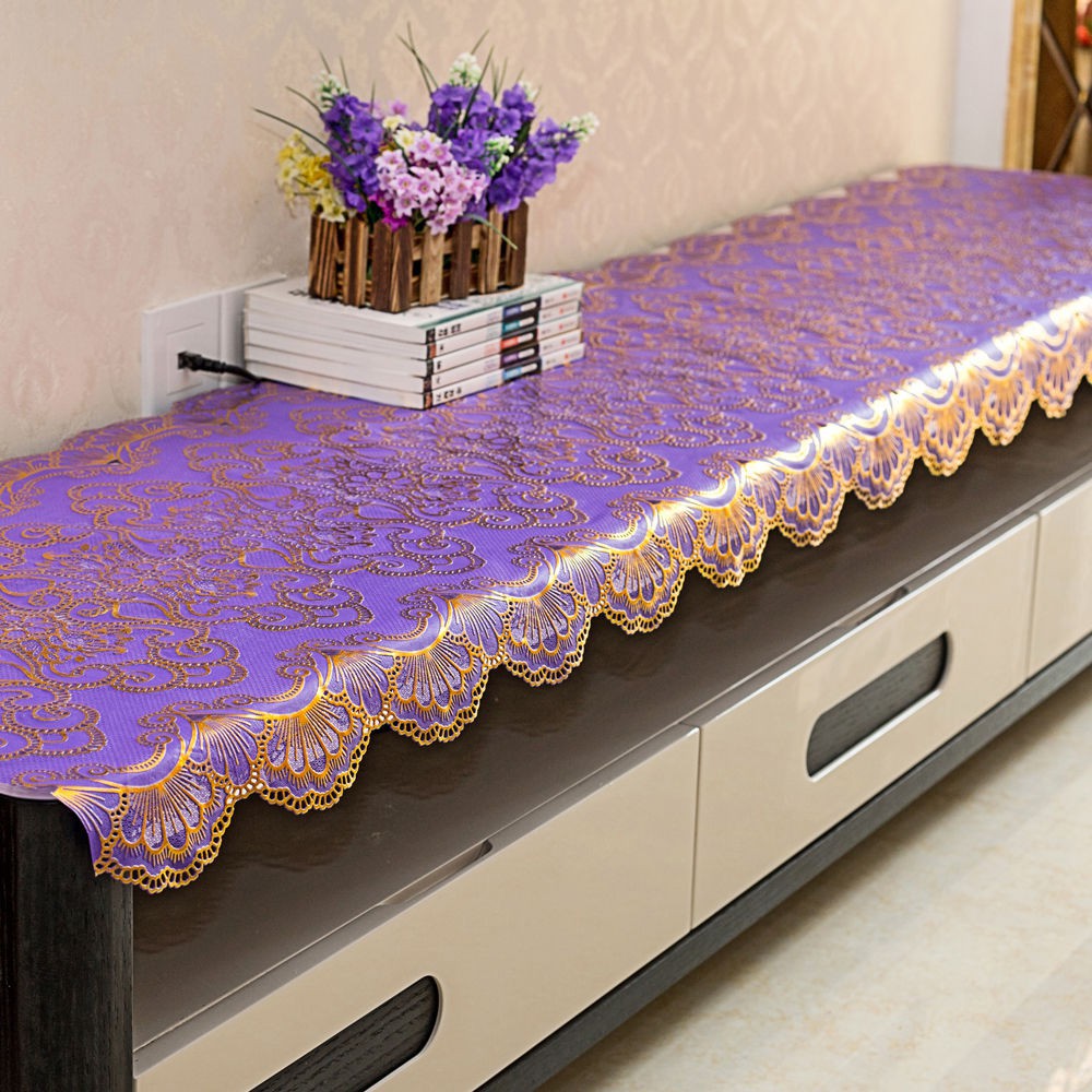 ∋✽♕۩✢ยุโรปหนา bronzing ตู้ทีวีผ้าปูโต๊ะเคาน์เตอร์ข้างเตียงผ้าตู้รองเท้าตู้เย็น PVC กันน้ำและน้ำมันทิ้ง