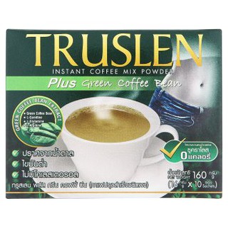 D - day Truslen Plus Green Coffee Bean 16g ยกแพ็ค 10ซอง ทรูสเลน พลัส กรีน คอฟฟี่ บีน กาแฟปรุงสำเร็จ ชนิดผง 16กรัม แพ็คละ