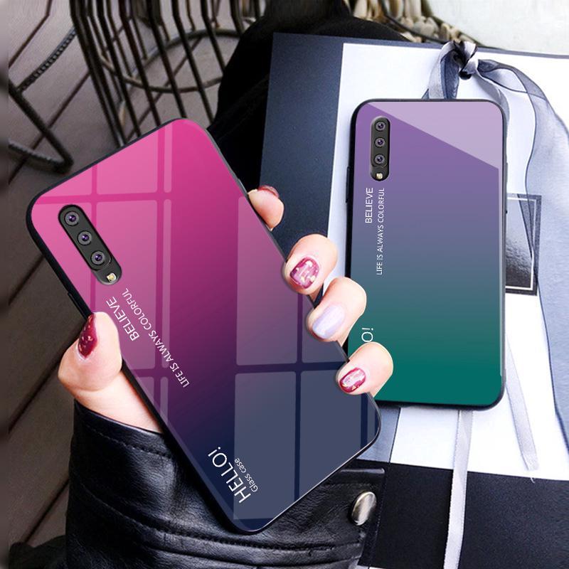 เคสโทรศัพท์แบบบางพิเศษ Huawei Y9 Prime Y6 Pro Y7 Prime Y7 Pro 2019 Y9 2018 Luxury Ultra-Thin Gradient Tempered Glass Back Cover Phone Case