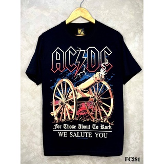 Acdcเสื้อยืดสีดำสกรีนลายFC281