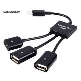 Cod| 3in1 สายเคเบิลอะแดปเตอร์ Micro USB HUB OTG ตัวผู้ เป็นตัวเมีย Dual USB 2.0 สําหรับ Samsung