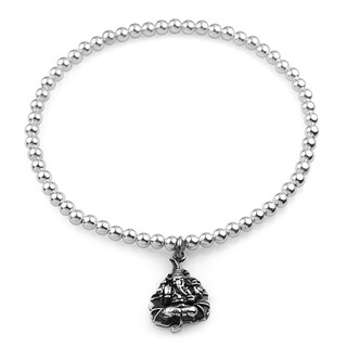 Suvani Jewelry - เงินแท้ 92.5% สร้อยข้อมือพระพิฆเนศ องค์เทพบนใบโพธิ์