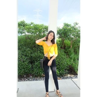 Cc jeans 044 S-5XL กางเกงยีนส์ผู้หญิง ขายาว ทรงเดฟ เอวสูง 5 กระดุม สีเข้ม กางเกงผู้หญิง