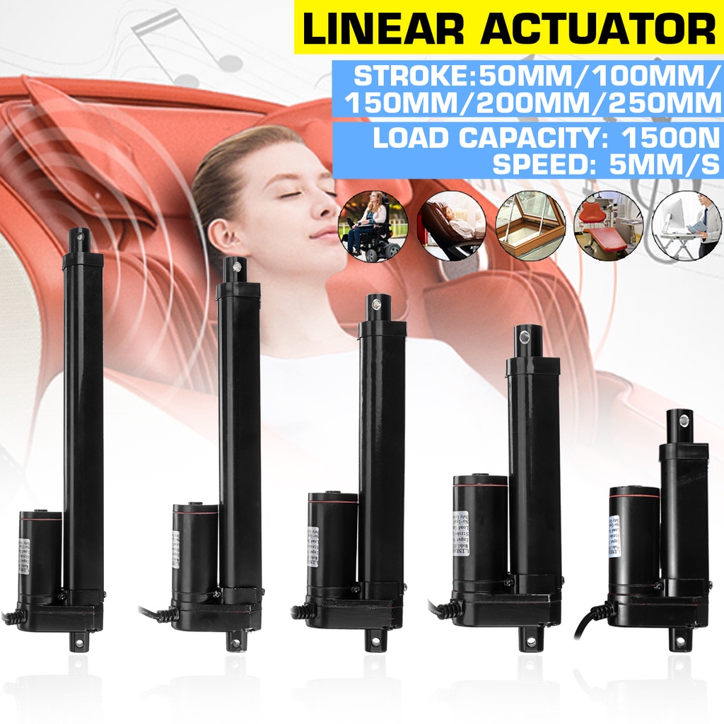 Ip54 1500N Linear Actuator 50 มม.100 มม.150 มม.200 มม.250 มม.จังหวะ Linear Drive มอเตอร ์ ไฟฟ ้ า Li