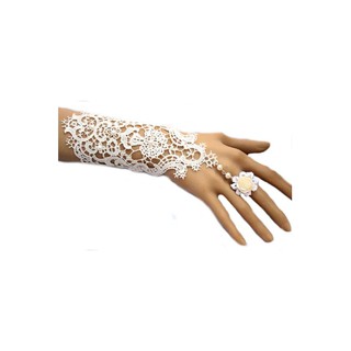 TANITTgems Vintage French White Lace Bridal Gloves