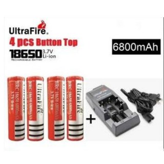 4ก้อน UltraFire 9900 mAH 18650 Rechargeable lithium Li-ion Battery ถ่านชาร์จ ถ่านไฟฉาย+ที่ชาร์จ Ultrafire