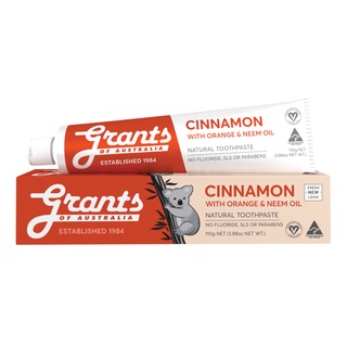 ยาสีฟันธรรมชาติ ซินนามอน ผสมส้ม และนีมออยล์ 110 กรัม GRANTS OF AUSTRALIA CINNAMON WITH ORANGE AND NEEM OIL 110 g.