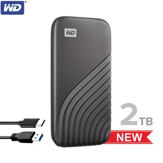 WD My Passport SSD 2TB ฮาร์ดดิสก์แบบพกพา Type-C, USB 3.0 (WDBAGF0020BGY-WESN) Harddisk สีเทา Read 1050 MB/s2 ประกัน 5 ปี