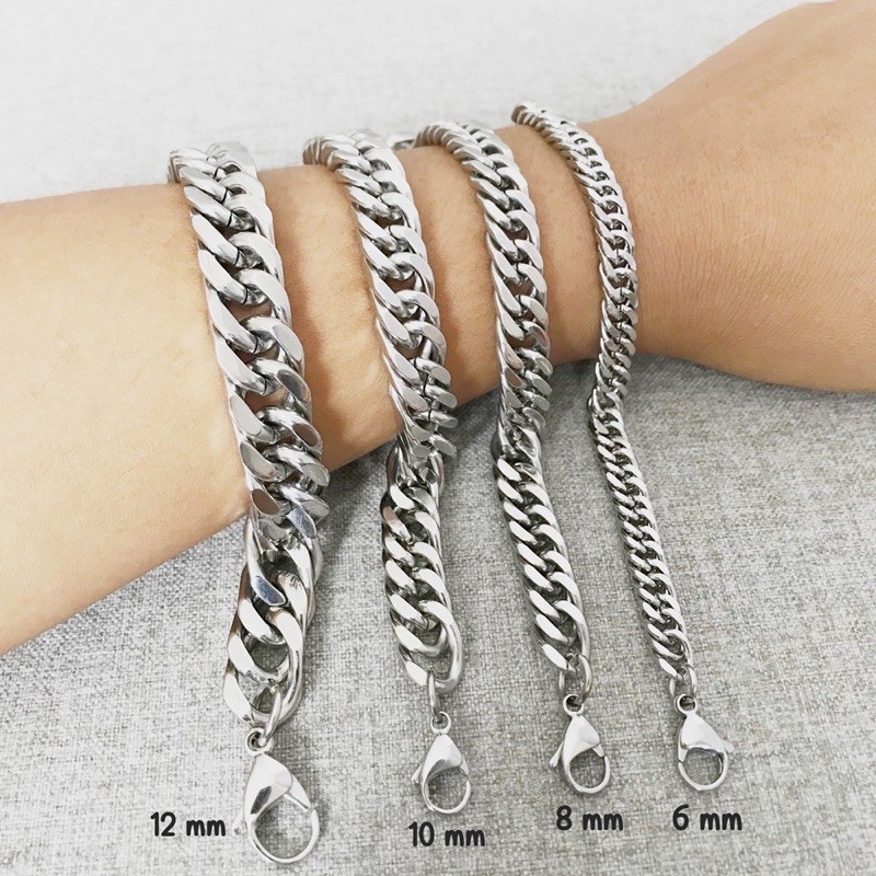 สร้อยข้อมือ สแตนเลส 6-12 mm เลสข้อมือ สร้อยข้อมือโซ่ สร้อยข้อมือสแตนเลสราคาถูก สร้อยข้อมือราคาถูก