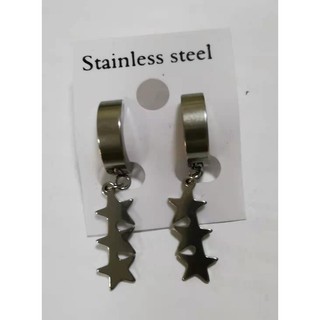 ต่างหู ไม่ต้องเจาะหู ตุ้มหู จิว ไม้กางเขน Cross Huggie Stud Earrings for Men Stainless Steel Earing Punk Male Costume Je