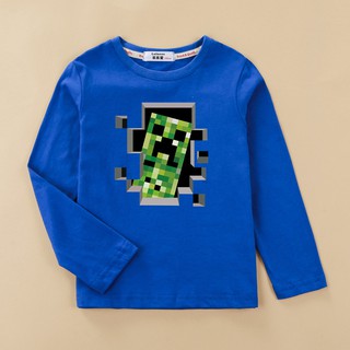 เด็กชาย Minecraft เสื้อยืด เสื้อเด็ก Creeper เสื้อผ้าเด็กแขนยาว