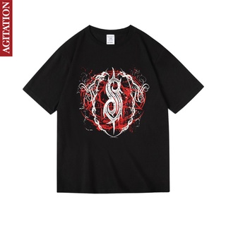 เสื้อยืดผ้าฝ้าย▣✌№Slipknot โลหะ rap พิมพ์เสื้อผ้าผ้าฝ้ายรอบคอแขนสั้นเสื้อยืดผู้ชายและผู้หญิง unisex ฤดูร้อนL XL  XXL 3XL