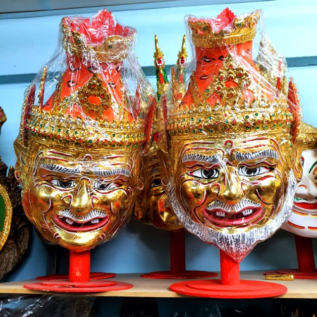 เศียรพ่อแก่ขนาดครอบหัวได้ พร้อมขาตั้ง งานปิดทองประดับเพชร