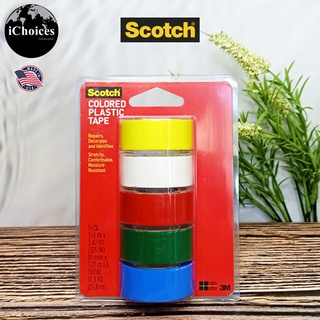 สก๊อตเทป ขนาด 19 mm x 3.17 m แพ็ค 5 ม้วน Scotch® Colored Plastic Tape 19 mm x 3.17 m Multi-Pack 5 Rolls