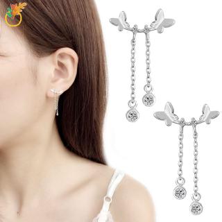 【COD Tangding】Double Butterfly Shape with Dimond Pendant Earrings Korea New Fashion for Women Party Accessory Jewelry Earstuds