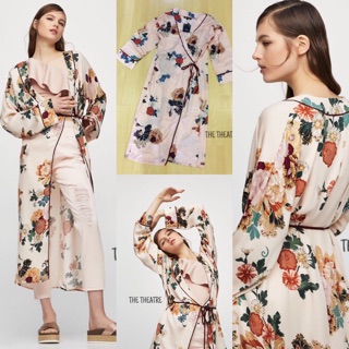 Long Floral Print Kimono