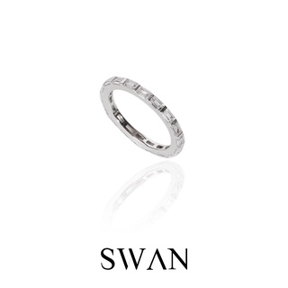 SWAN - Baguette Ring แหวนเงินแท้ฝังรอบวง ฝังเพชรเหลี่ยม คิวบิกเซอร์โคเนีย cubic zirconia