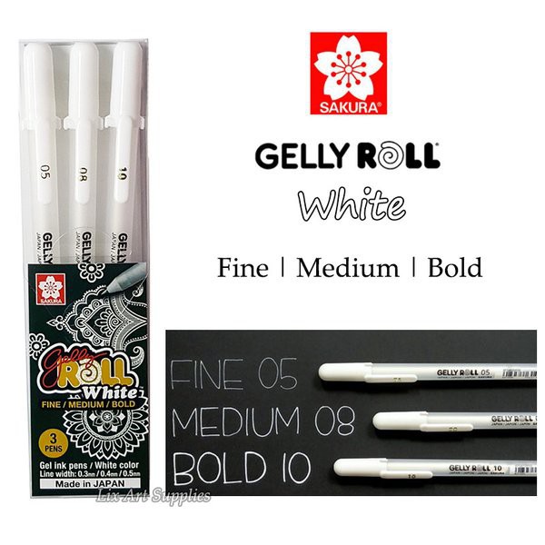 3PCS Sakura White Gold Silver Gelly Roll Classic Highlight Pen Gel